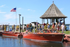 “Wuzz-a-Fuzz” a former Detroit police boat a1947 31’ Hacker Craft Tom & Mary Flood Les Cheneaux, Michigan