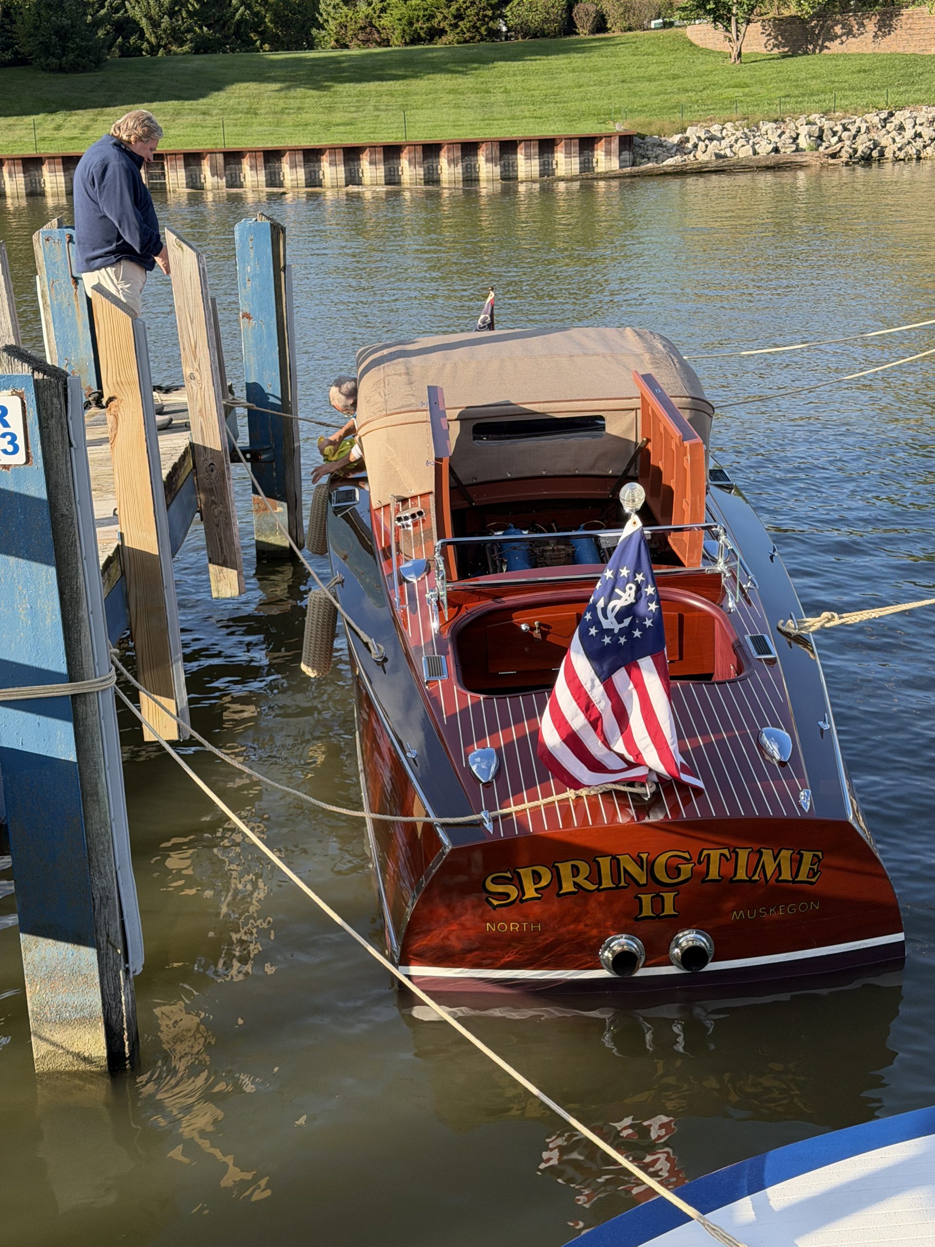 Springtime, 1935 27 Chris-Craft Runabout, Mark & Mary Moulton, Platinum winner, Antique Runabout, Preserved.